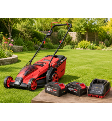 Pack tondeuse à batterie Mountfield, avec 1 chargeur rapide et 2 batteries, idéale de 200 à 300m2