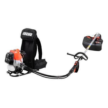 Débroussailleuse à dos thermique ECHO High Torque vue complète avec harnais dorsal
